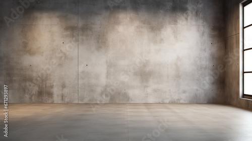 An empty room with a concrete wall and a window © cac_tus