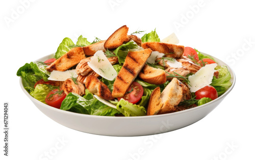 Grilled Chicken Caesar Salad on Transparent Background