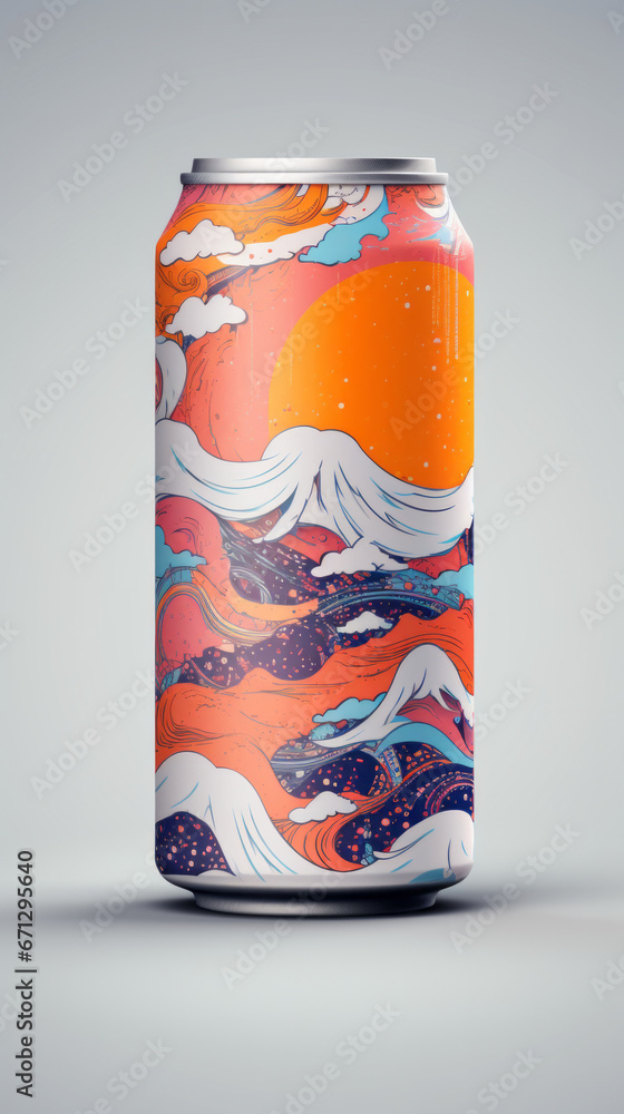 Fototapeta premium A can of soda with a painting on it
