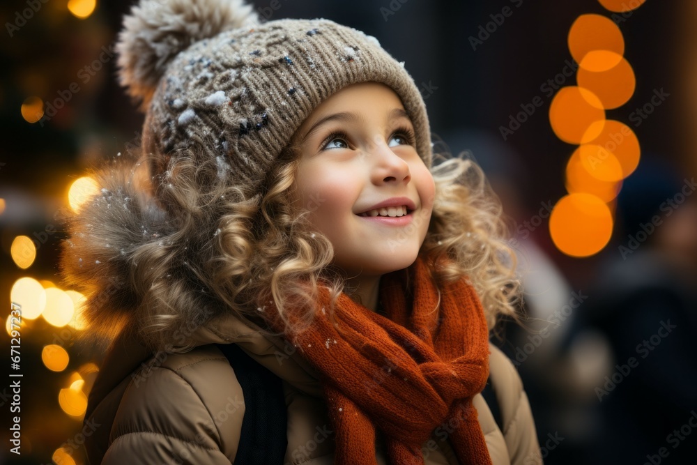 Child at the Christmas market. Portrait with selective focus and copy space Child at the Christmas market. Portrait with selective focus and copy space