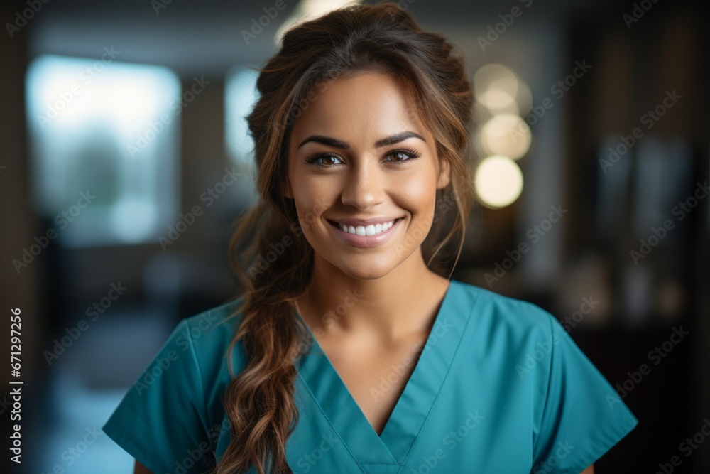 Woman nurse. Portrait with selective focus and copy space Woman nurse. Portrait with selective focus and copy space