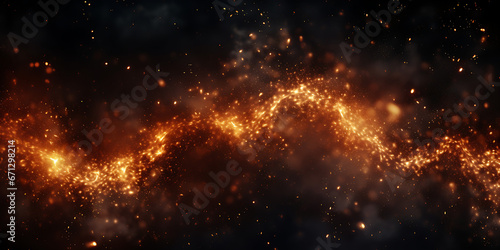 Black background with fire embers and sparks Abstract dark shimmering bonfire Motion blur, Fire embers particles over black background Abstract dark glitter fire particles lights photo