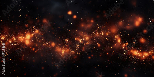 3d rendering of bright abstract cloud from particle structure, Fire glowing particles on black background 