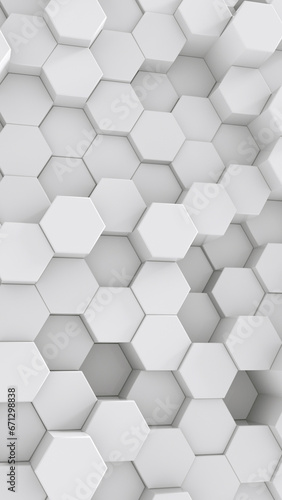 White Hexagonal Background. 3D Futuristic abstract honeycomb mosaic white background.