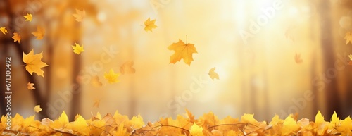 Autumn s Embrace  Sunlit Park with Vibrant Yellow Leaves. Generative ai