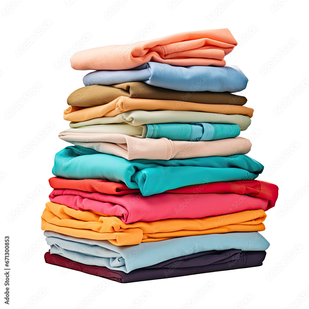 Pile of washed and folded laundry isolated on transparent background. Pile of washed and folded laundry isolated on transparent background.