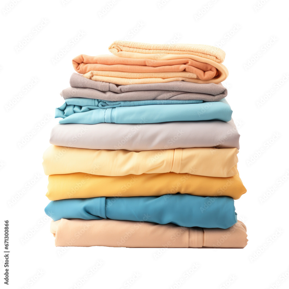 Pile of washed and folded laundry isolated on transparent background. Pile of washed and folded laundry isolated on transparent background.