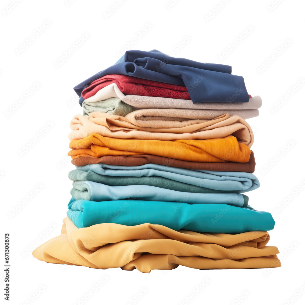 Pile of washed and folded laundry isolated on transparent background. Pile of washed and folded laundry isolated on transparent background.