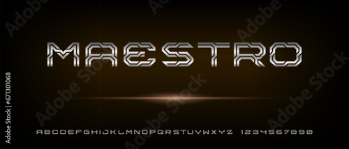 Digital modern futuristic alphabet font with urban style template