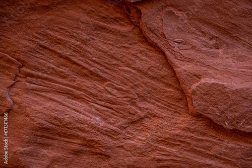 Closeup of red rock texture at Valley of Fire State Park in Moapa Valley, Nevada.