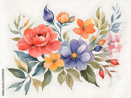 seamless pattern with flowers  water color