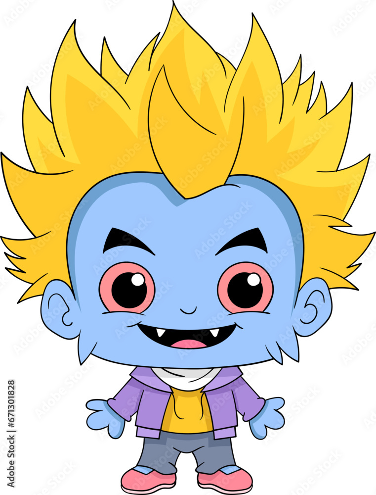Fototapeta premium yellow haired boy vampire cartoon
