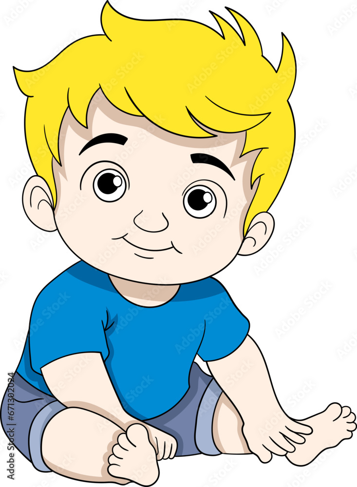 Fototapeta premium a handsome baby boy learns to sit