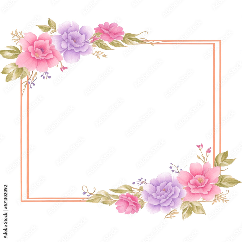 Flower border frame for invitation card PNG transparent background Flower border frame for invitation card PNG transparent background