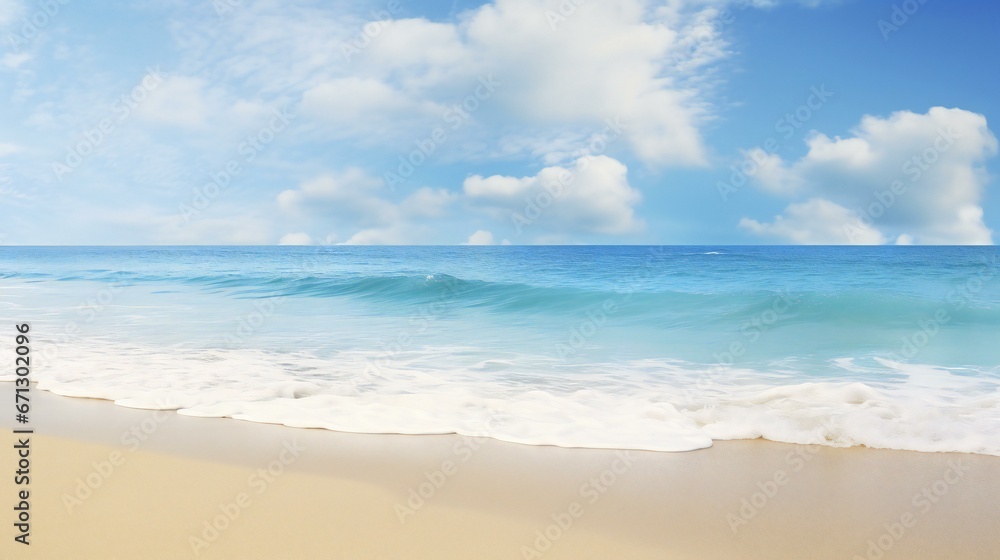 the ocean and sand on a sunny day