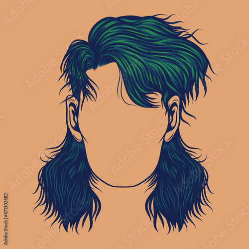 enhanced details of a mullet hair