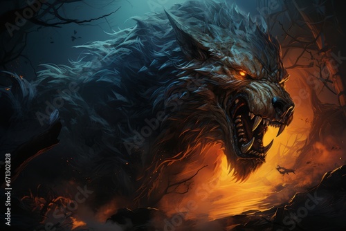 Halloween werewolf illustration menacing werewolf