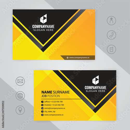 Set of yellow and black Modern Corporate Business Card Design Templates, vector eps 10