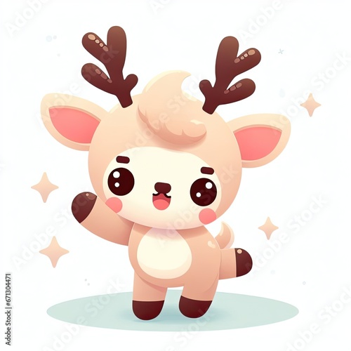 Illustration cute reindeer design character AI Generative
