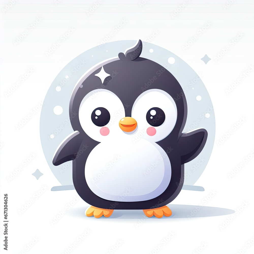Obraz premium Illustration cute penguin design character AI Generative