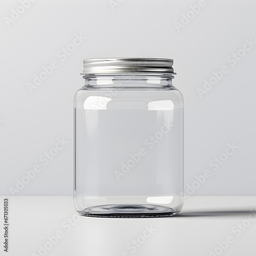 Transparent glass jar mockup