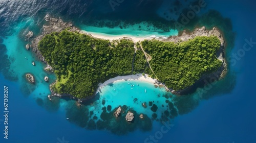 aerial view of a caribbean island