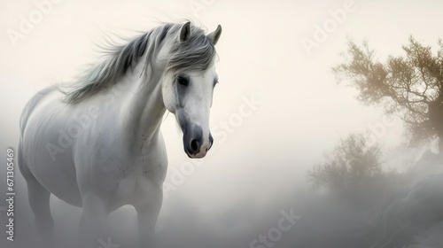 Andalusian horse in a mist photo