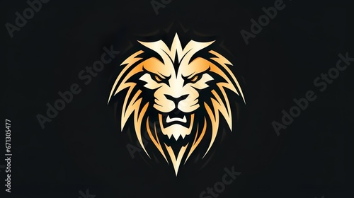 angry golden lion head mascot logo vector illustrati