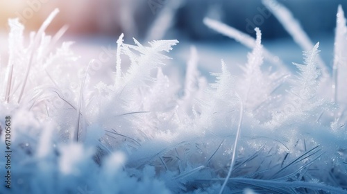 Beautiful background image of hoarfrost in nature cl