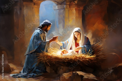 Foto Jesus Birth in a Bethlehem Manger, A Heavenly Moment Captured in This Heartwarmi