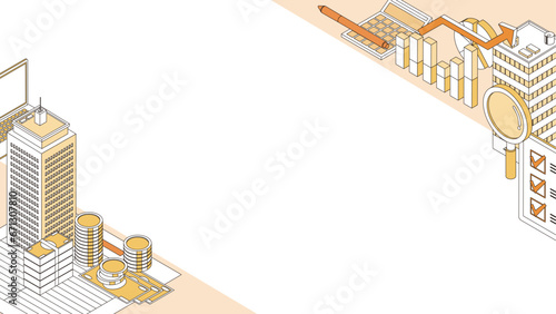 ビジネスや企業活動をイメージしたフレームイラスト