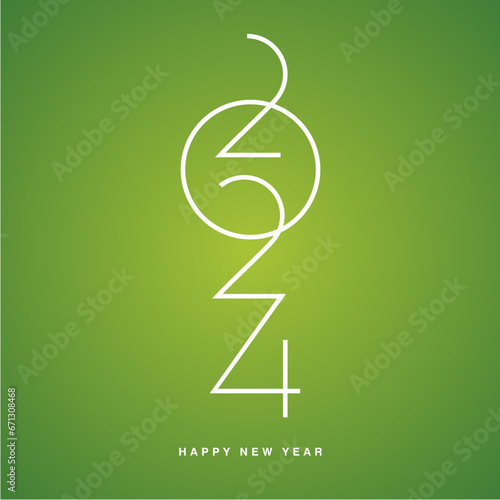 2024 New Year eve abstract white space oddity numbers typography logo on green background