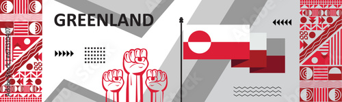 Greenland national day banner design. Abstract celebration, red white color creative banner Design..eps