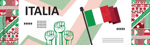 Italia national day banner design. Italian flag Color Background, Abstract celebration decoration, red white green color,national day banner design..eps