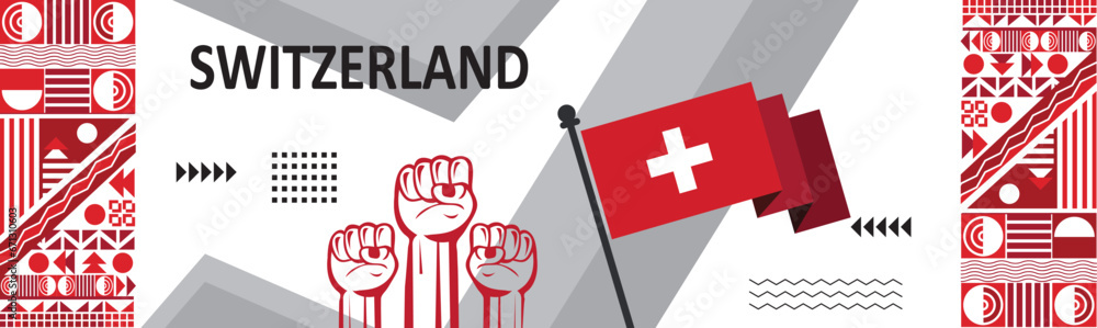 Switzerland national day banner with Swiss flag colors background, Switzerland people support concept illustration, independence day celebration background images..eps