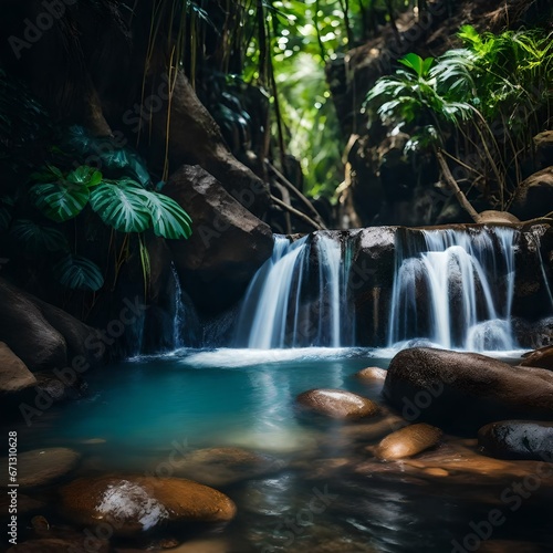waterfall in the jungle © Aqib