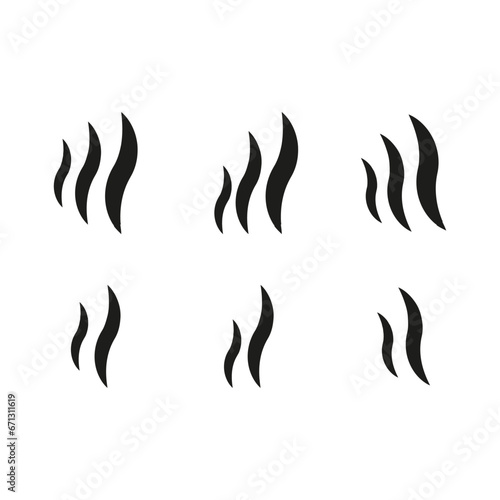 Smoke hot icon set. Hot steam symbol. Vector illustration. EPS10.