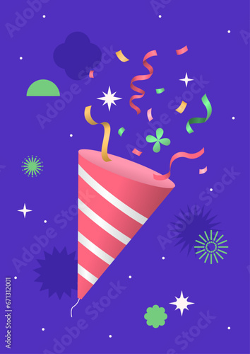 Vector illustration of sparklers and confetti.