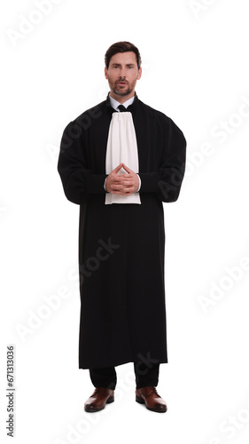 Judge in court dress on white background