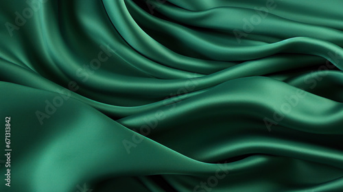 Dark green silk texture with soft waves