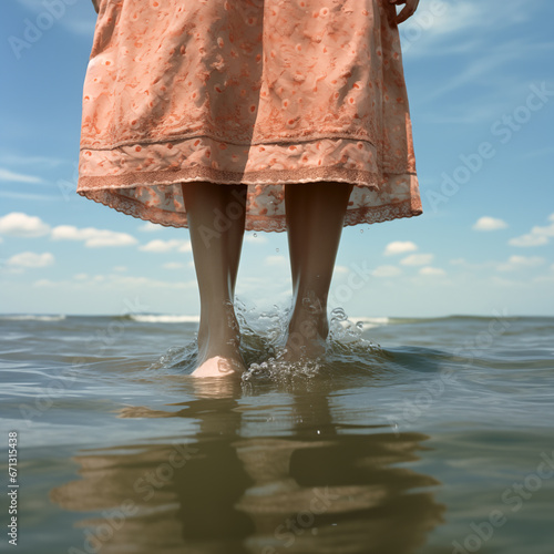Woman dipping her toes in the water © digitizesc