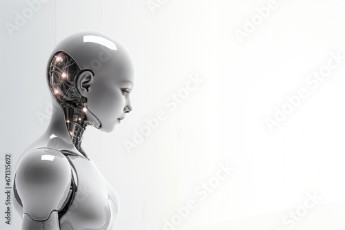realistic portrait of a cyborg girl. progress in the development of artificial intelligence. robot man.