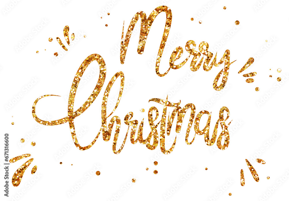 Glittery golden text Merry Christmas on white background Glittery golden text Merry Christmas on white background