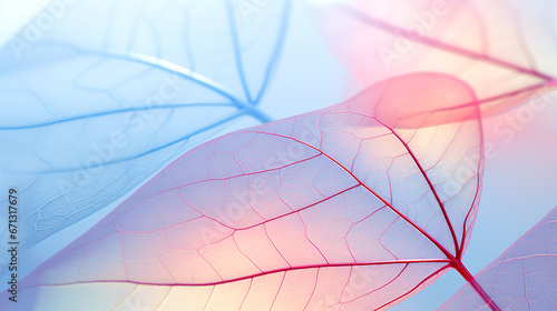 透明な葉脈のクローズアップのイメージ背景