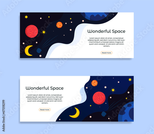 set of colorful landing page, wonder space banner