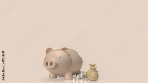 The Piggy Bank and Money Bag for business concept 3d rendering.