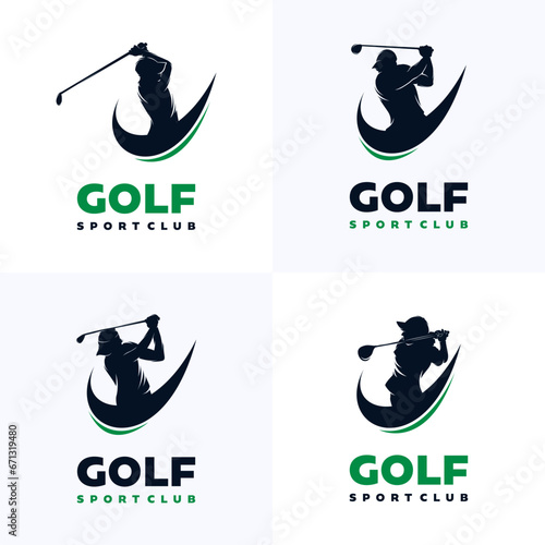Set of golf logo swing shoot vector illustration