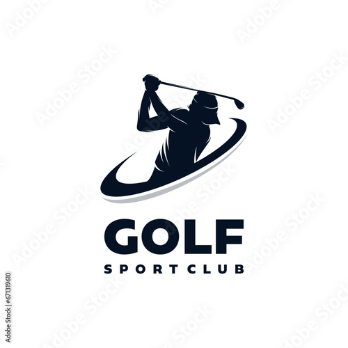 Golf Logo Swing and Hit the Ball