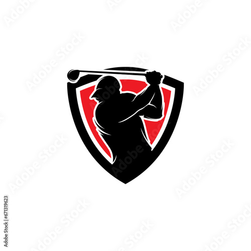 logo for golf with illustration of a golfer