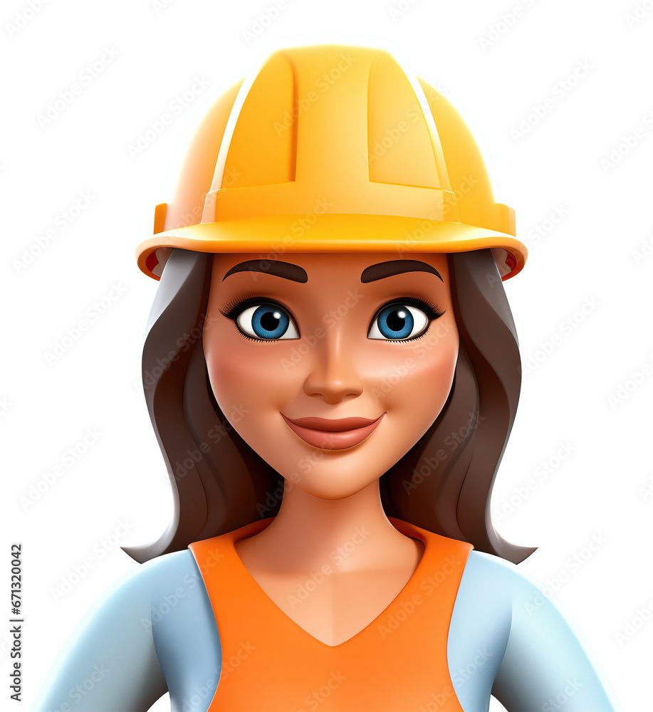 3D illustration female engineer cartoon character. 3D illustration female engineer cartoon character.